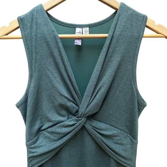 Alya Tank Dress Knotted Front Accent Green Sleeveless A-Line Cottage Summer SM‎ - Picture 2 of 6